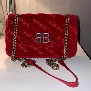 Balenciaga BB Chain Velvet Crossbody Bag